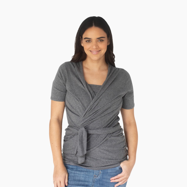 Kindred Bravely Organic Cotton Skin to Skin Wrap Top - Grey
