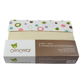 OsoCozy Prefolds Unbleached Cloth Diapers, Pack of 6 - $11.05.