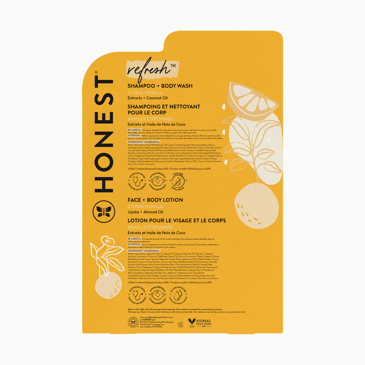 The Honest Company Wash and Lotion Bundle - Refresh (Citrus Vanilla).