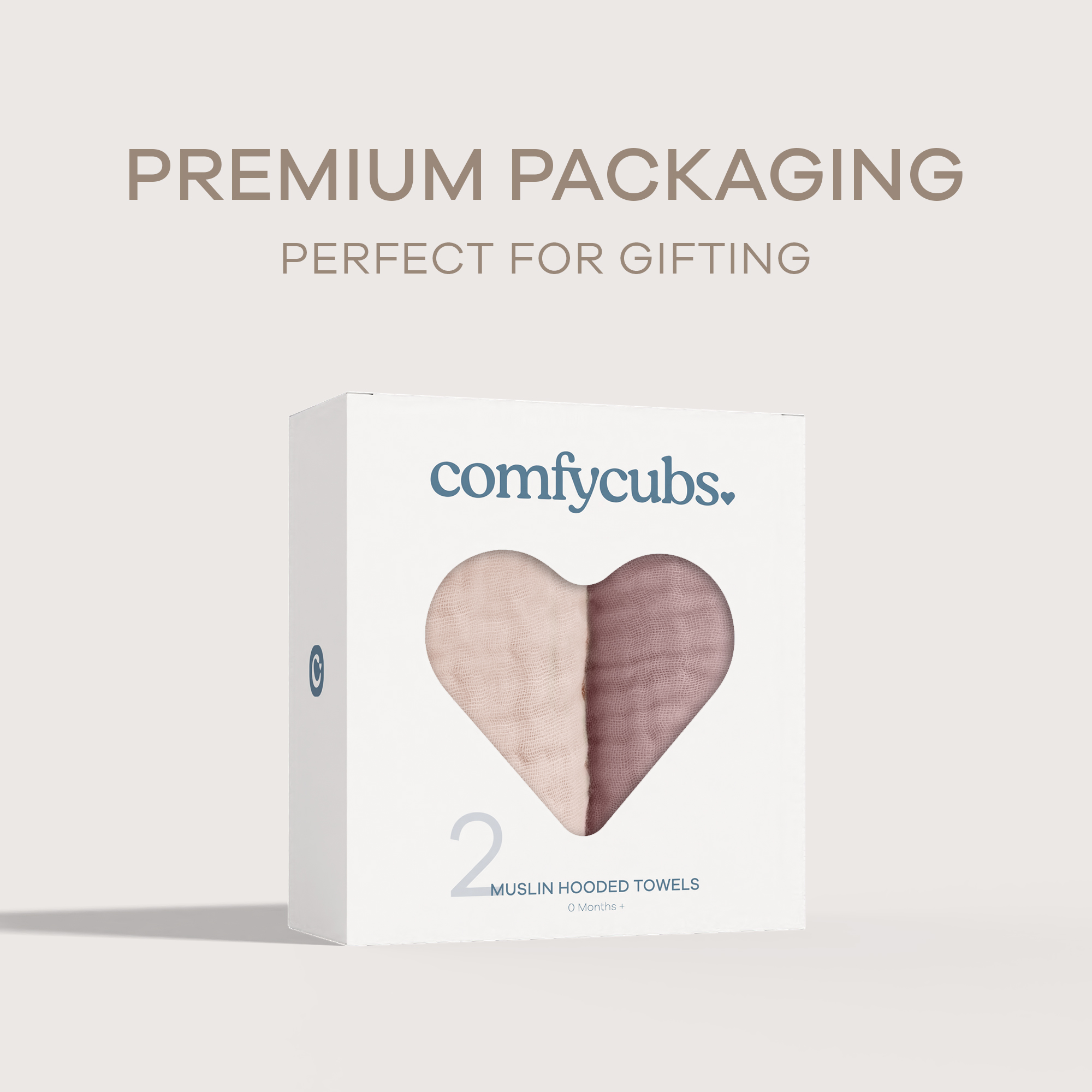 Comfy Cubs Cotton Muslin Hooded Baby Towel (2 Pack) - Mauve And Blush.