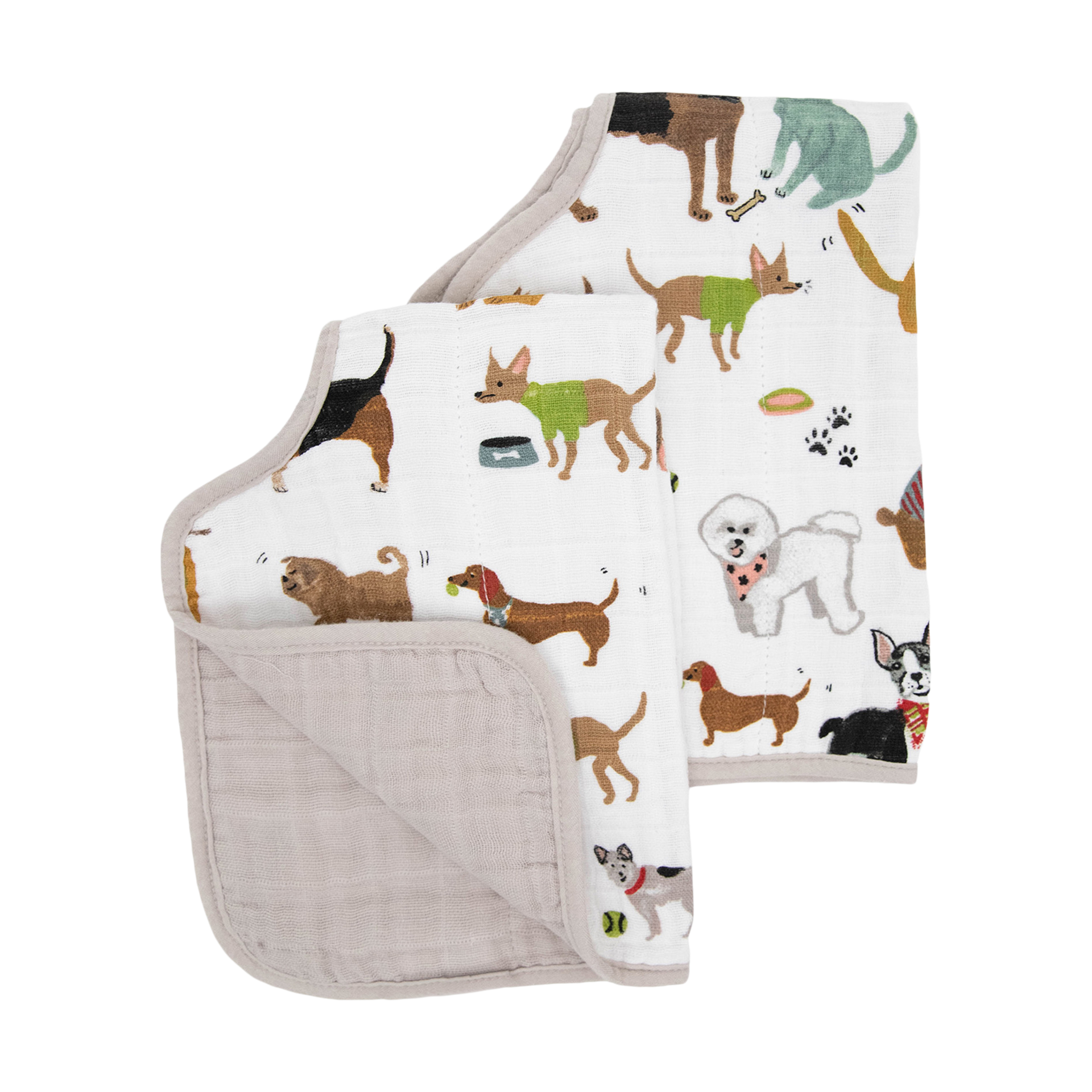 Little Unicorn Ultra-Absorbent Premium Burp Cloth 2 Pack | Soft on Baby's Skin | Larger Size | Ergonomic Design | Set of 2 (Woof)