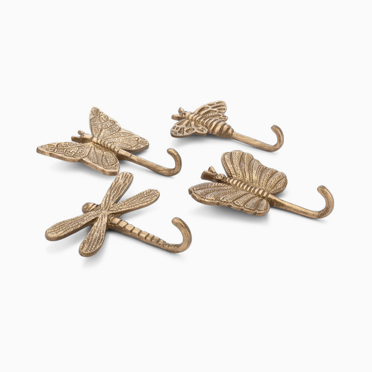 Crane Baby Antique Gold Wall Hook Set - Dragonfly.