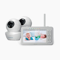 Babysense 5" HD Split-Screen Baby Monitor, Video Baby Monitor with 2 Cameras and Audio, Night Light, 1000ft Range, Two-Way Audio, 4X Zoom, Night Vision, 4000mAh Battery
