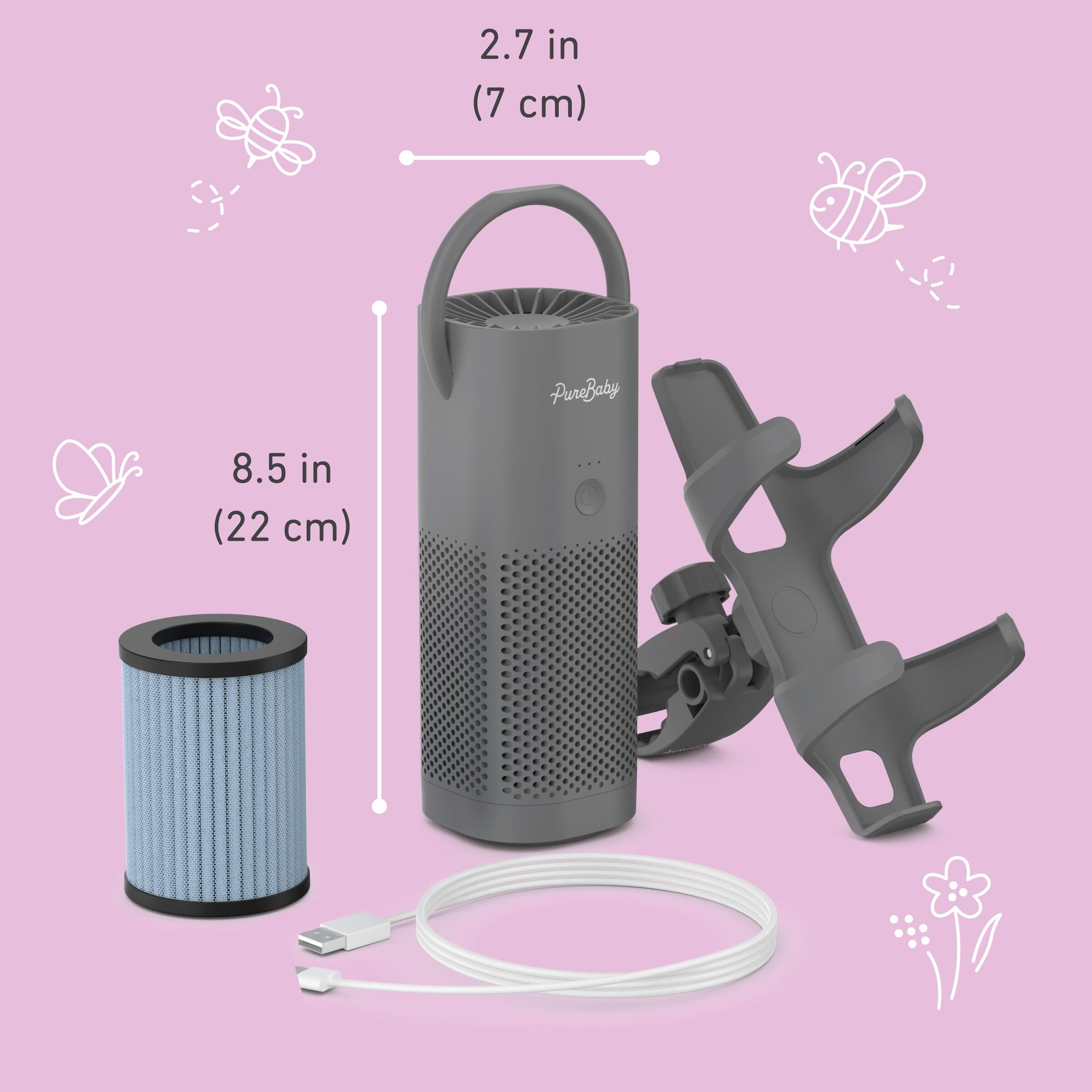 Pure Enrichment PureBaby On-the-Go Air Purifier - Black.