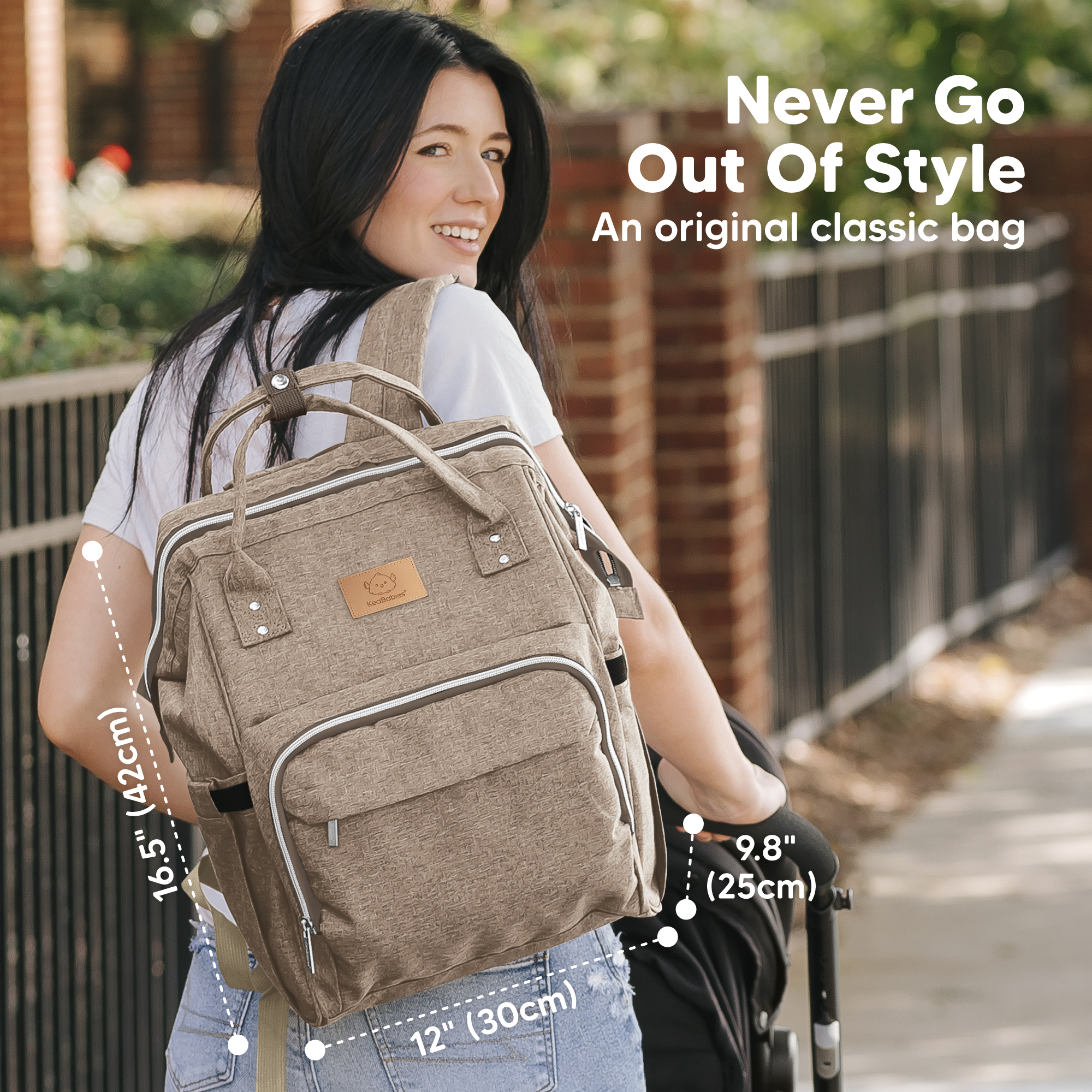 KeaBabies Original Diaper Bag - Coffee Brown.