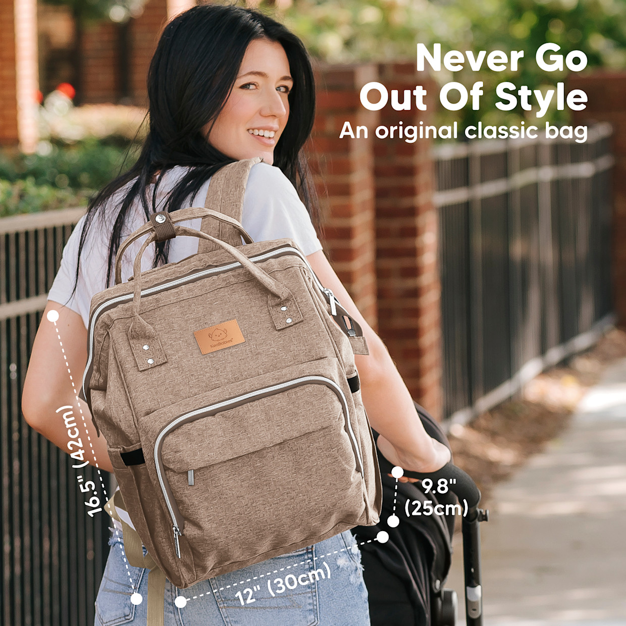 KeaBabies Original Diaper Bag - Coffee Brown.