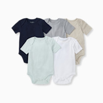 Burt's Bees Baby Bodysuits, Short Sleeve and Long Sleeve One-Pieces, 100% Organic Cotton, Pack of 5