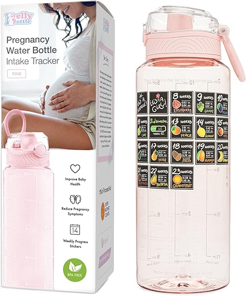 BellyBottle  Pregnancy Water Bottle Tracker w/ Weekly Stickers.