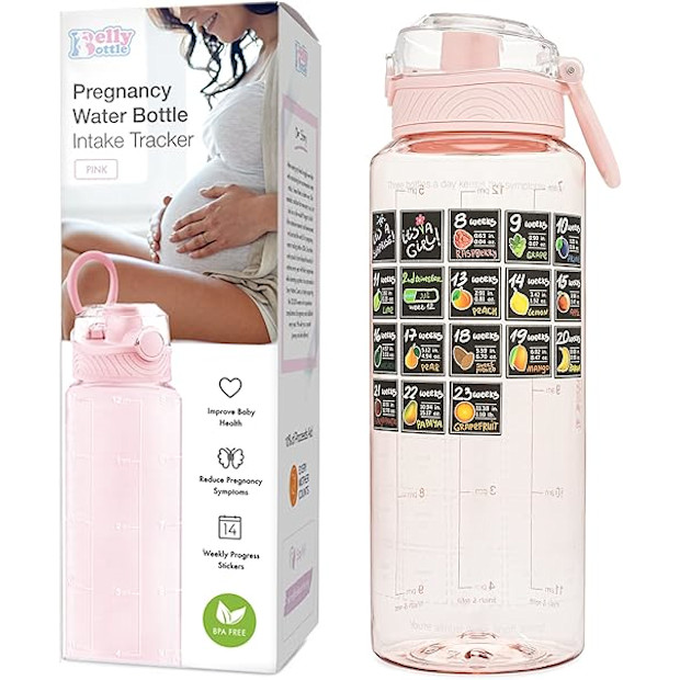 BellyBottle Pregnancy Water Bottle Tracker w/ Weekly Stickers.