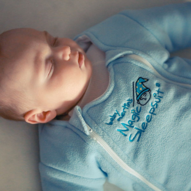 Baby Merlin's Magic Sleepsuit Microfleece Swaddle Transition Product - Blue, 3-6 Months.