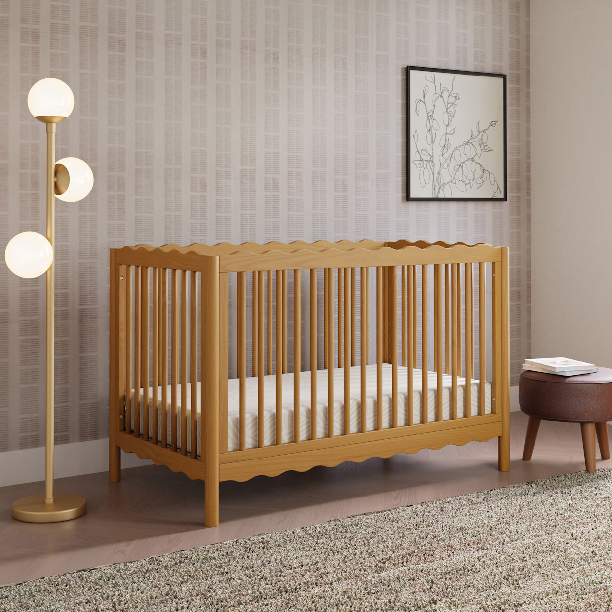 babyletto Swell 4-in-1 Convertible Crib with Conversion Kit - Honey.