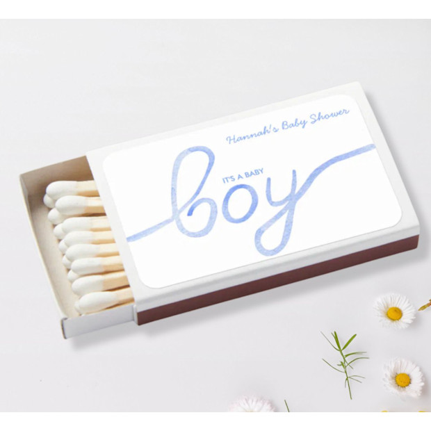 Personalized It's a Baby Boy Shower Favor Matchboxes.