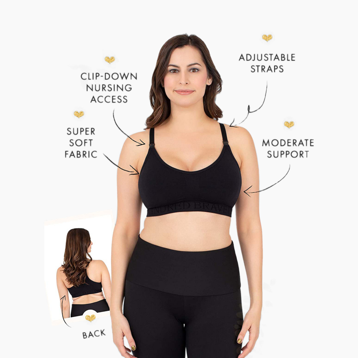 Kindred Bravely Sublime Support Low Impact Nursing & Maternity Sports Bra - Black, X-Large.