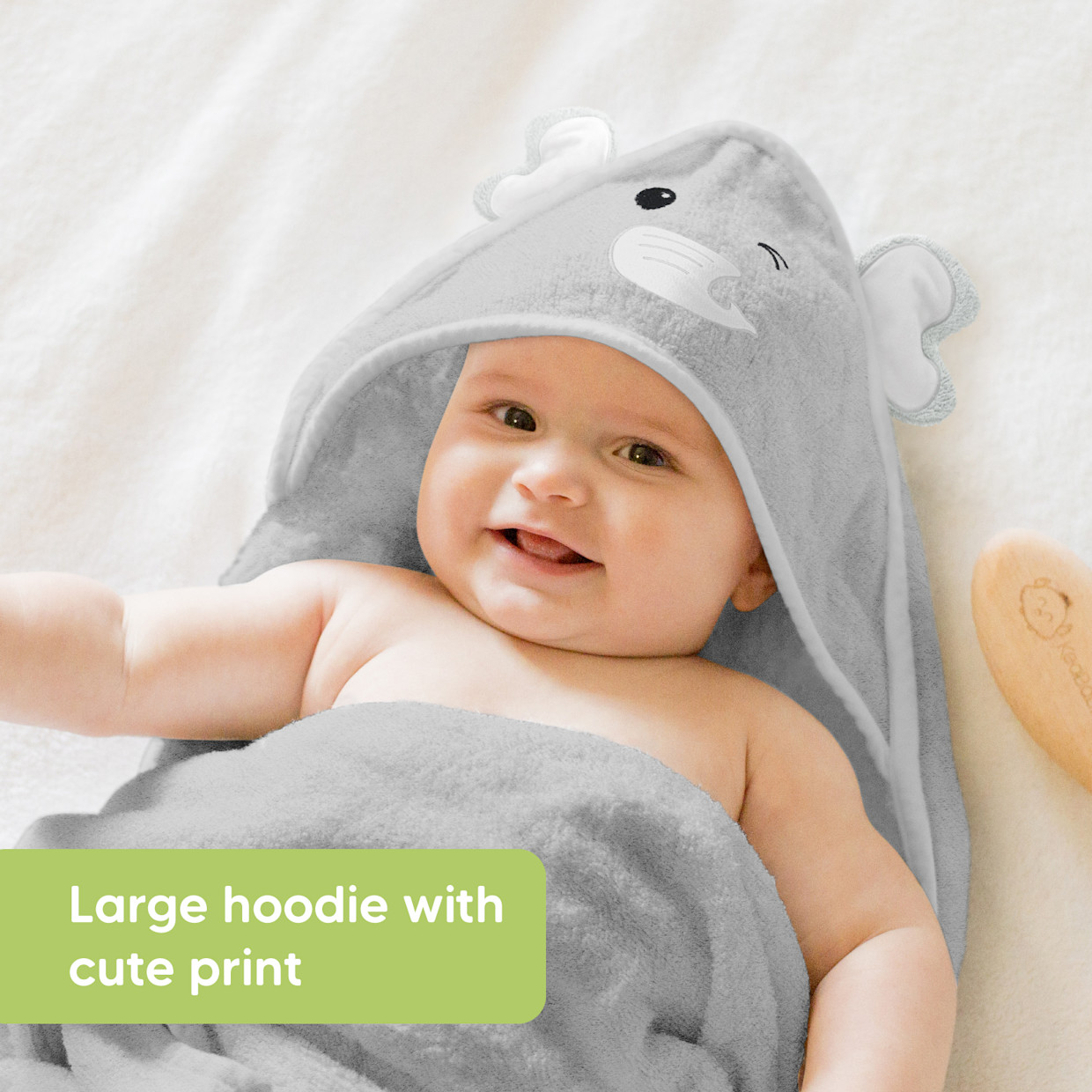KeaBabies Cuddle Bamboo Viscose Hooded Towel - Elephant.