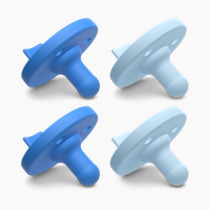 Philips Avent Soothie Orthodontic Baby Pacifiers, 100% Silicone Pacifiers, One Piece, BPA-Free, for Babies 3-18 Months, 2 Sky Blue and 2 Light Blue, 4 Pack, Model SCF192/71