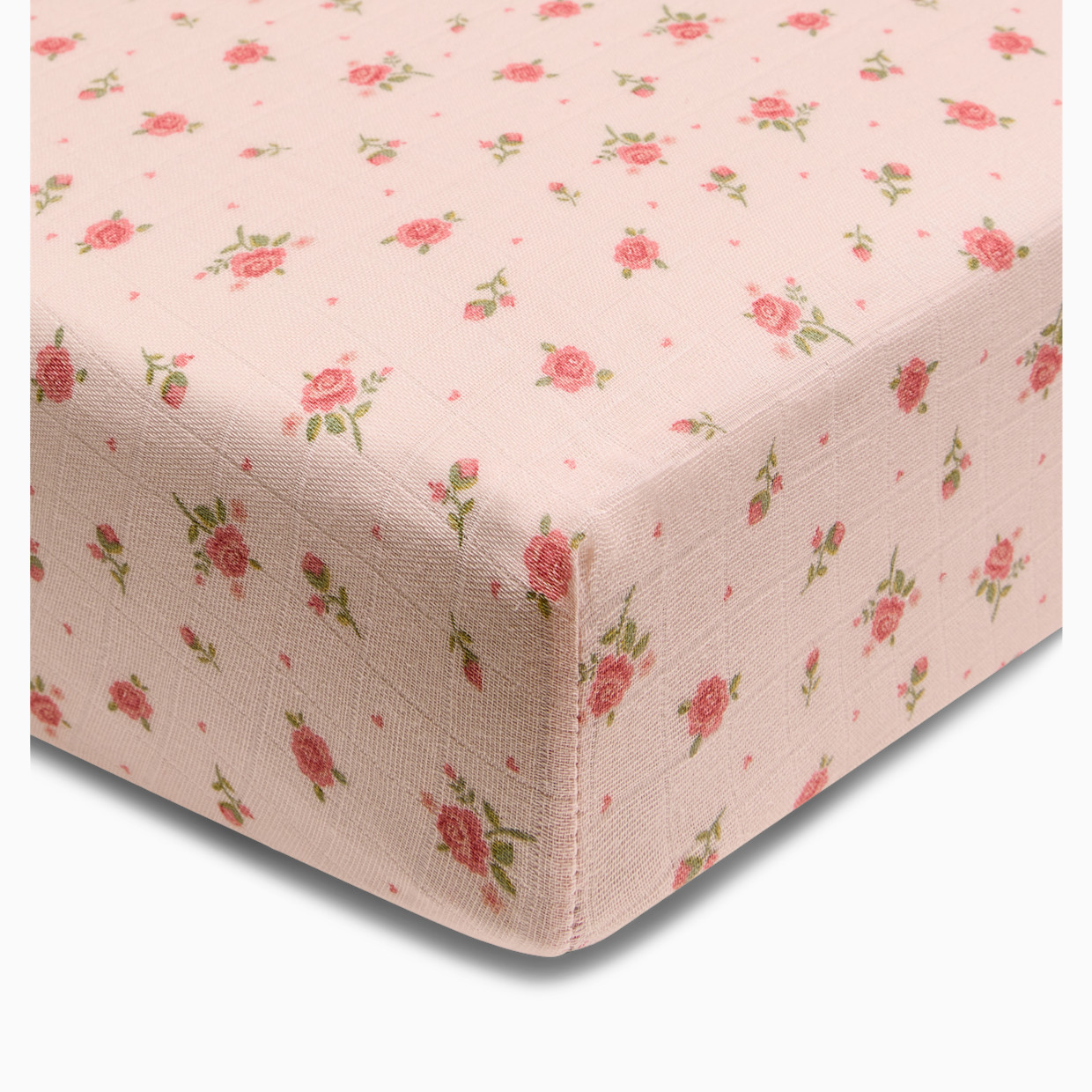 Tiny Kind Organic Cotton Muslin Crib Sheet - Little Roses.