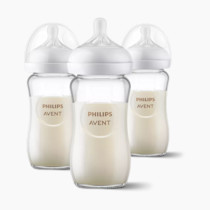 Philips Avent 8Oz Anti-Colic Glass Baby Bottle, Natural Response Nipple, 4 Pack - Clear