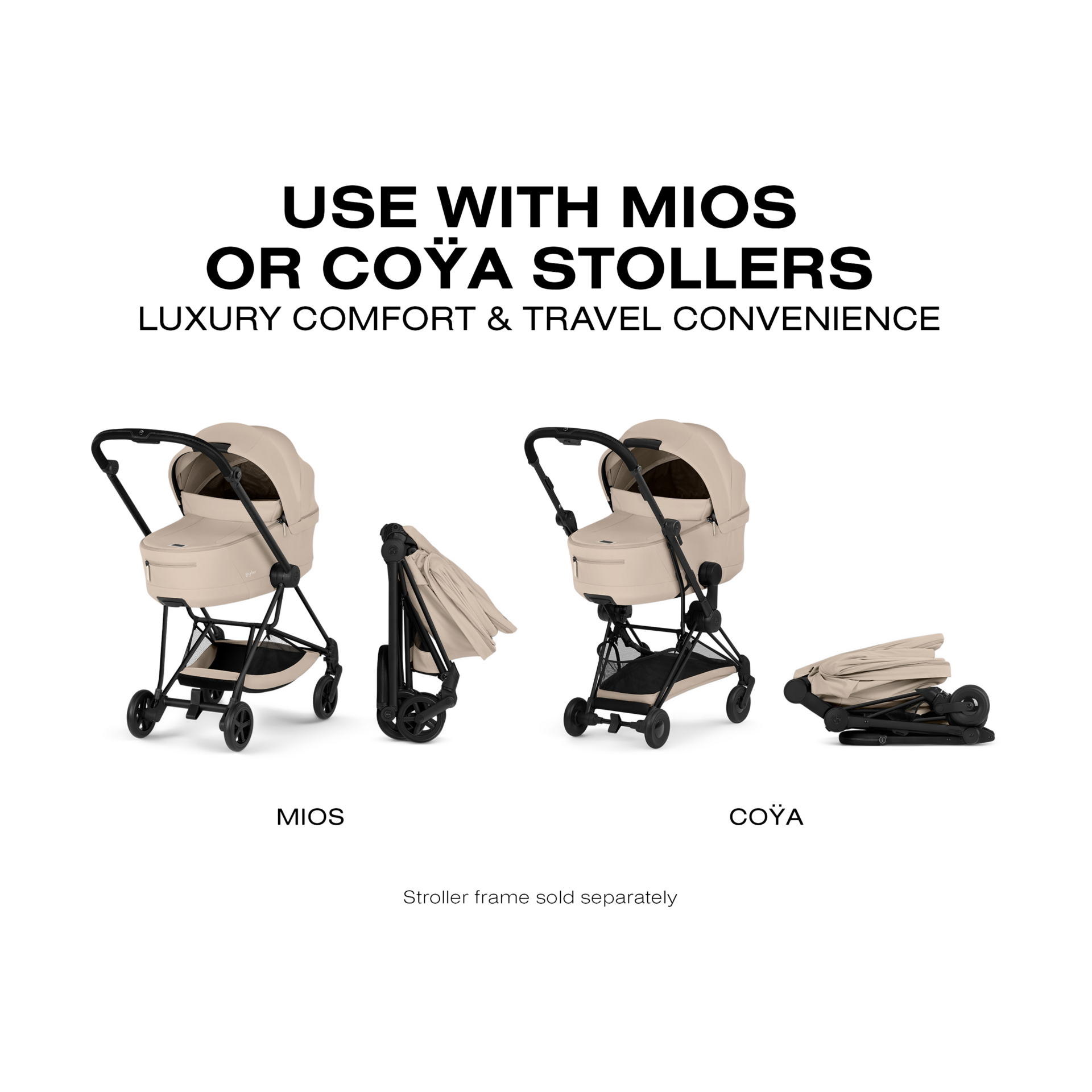 Cybex MIOS/COYA Fold Lux Carry Cot - Cozy Beige.