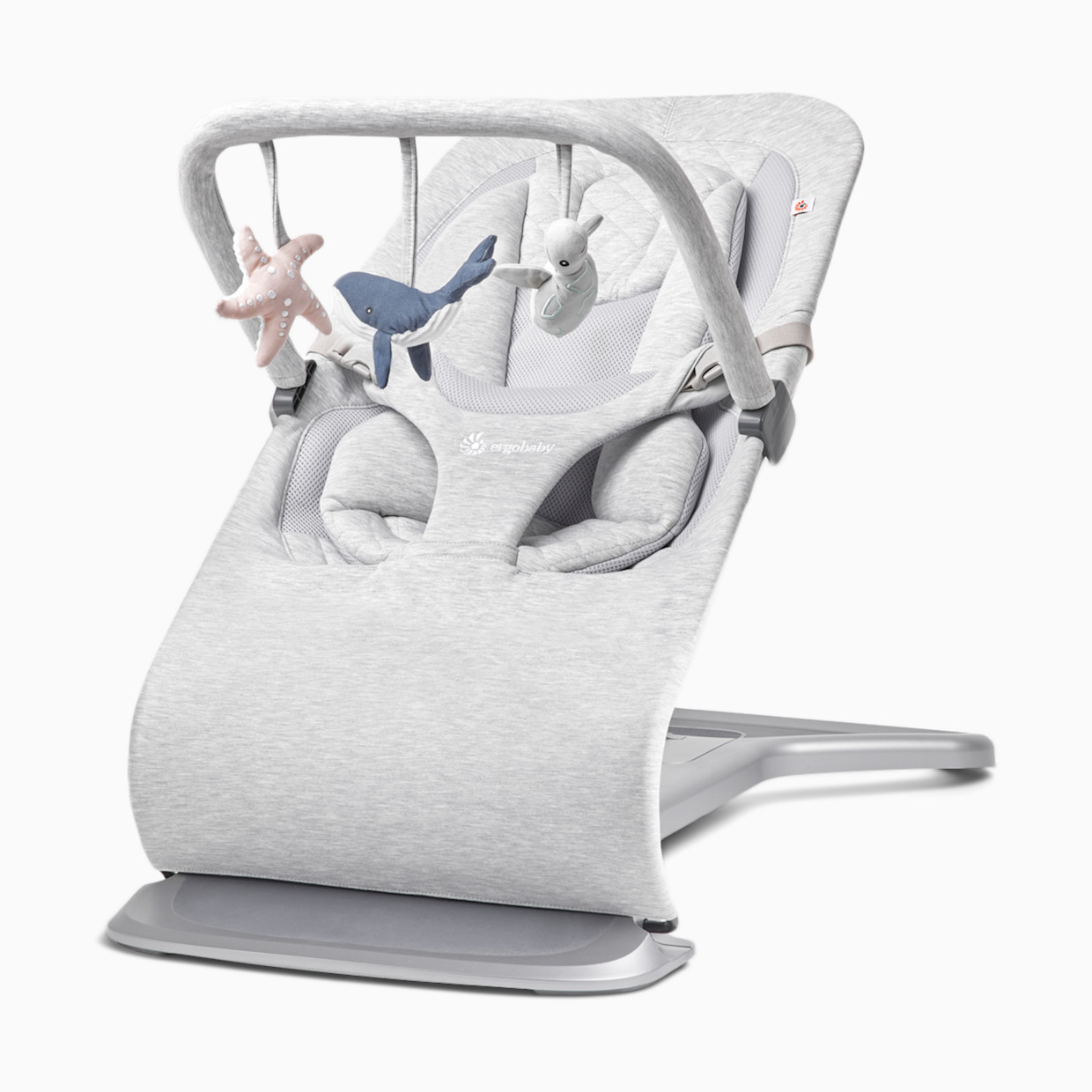 Ergobaby Evolve Bouncer & Toy Bar Bundle - Light Heather Grey.