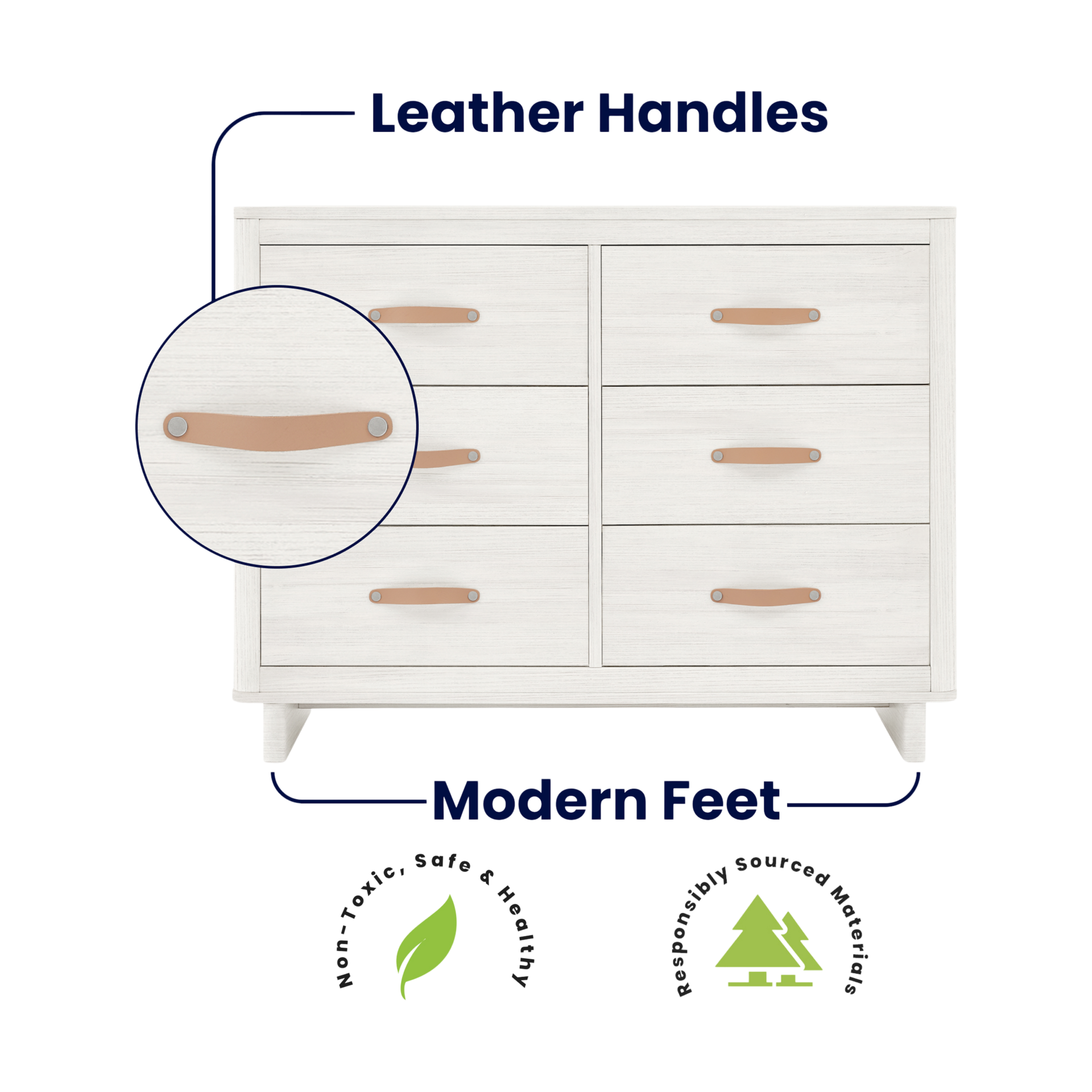 Delta Children babyGap Skye 6 Drawer Dresser with Interlocking Drawers - Antique White.
