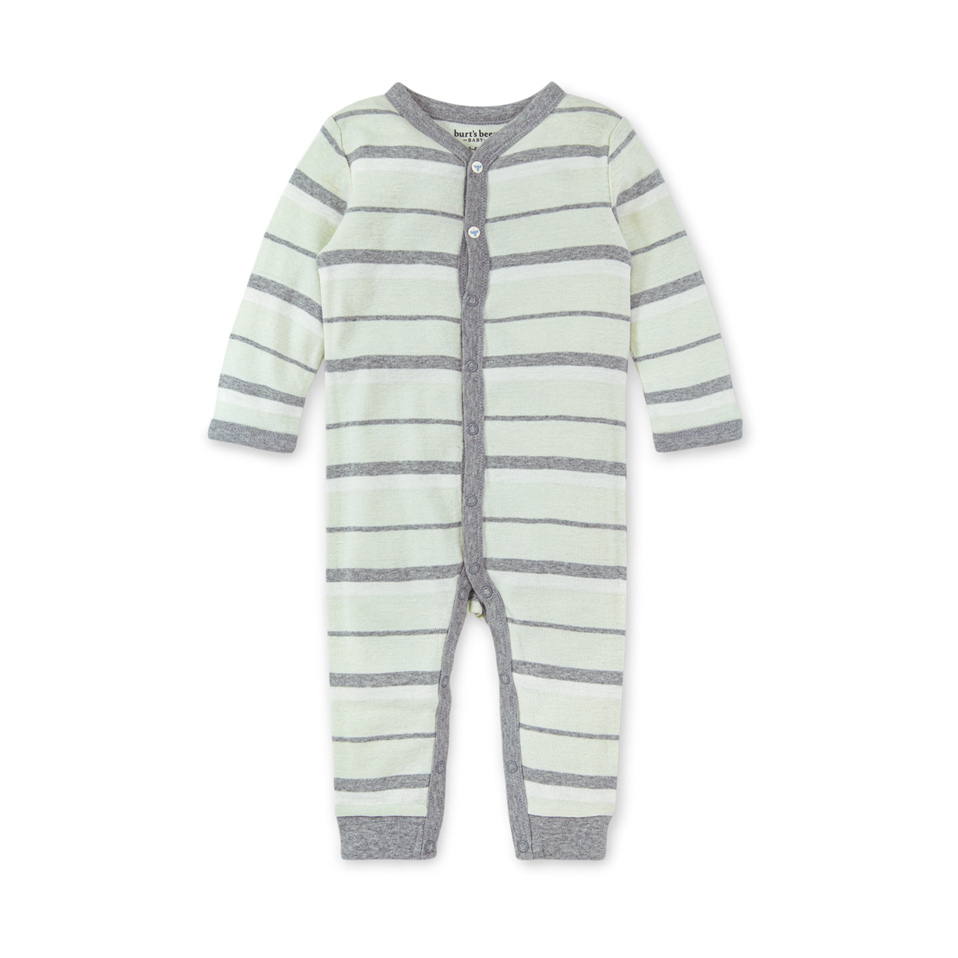 Burt's Bees Baby Cozy Time Stripe Jumpsuit Green, 03 Months