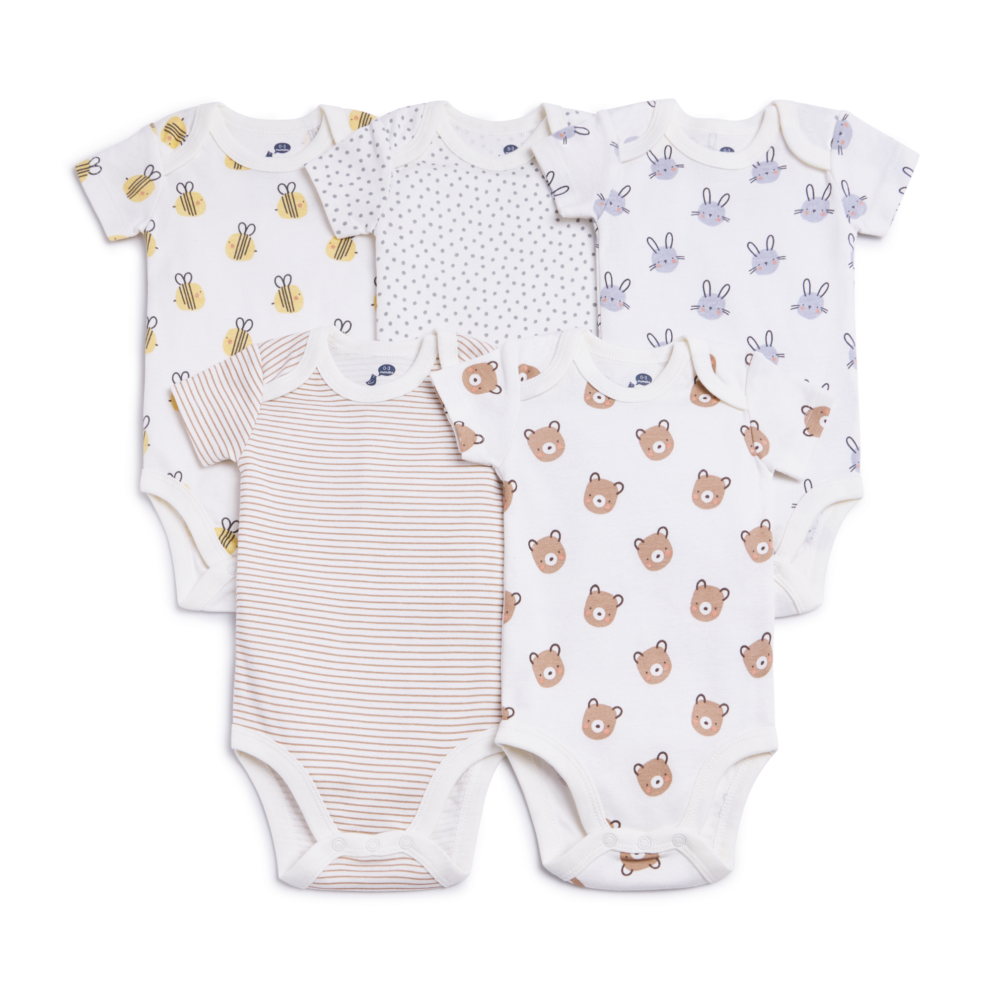 Small Story Organic Cotton Short Sleeve Print Mix Bodysuit (5 Pack).