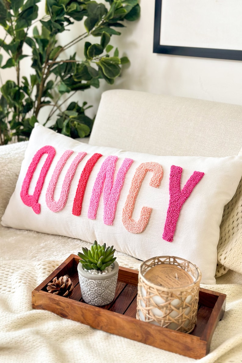 ThePineTroveGifts Personalized Baby Girl Room Name Pillow Cover.