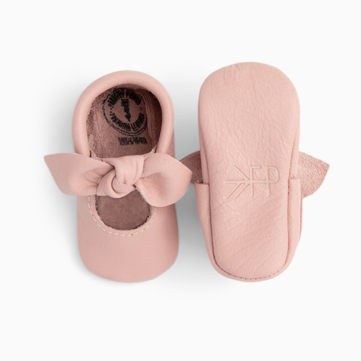 Freshly Picked Knotted Bow Moccasins - Blush, Newborn.