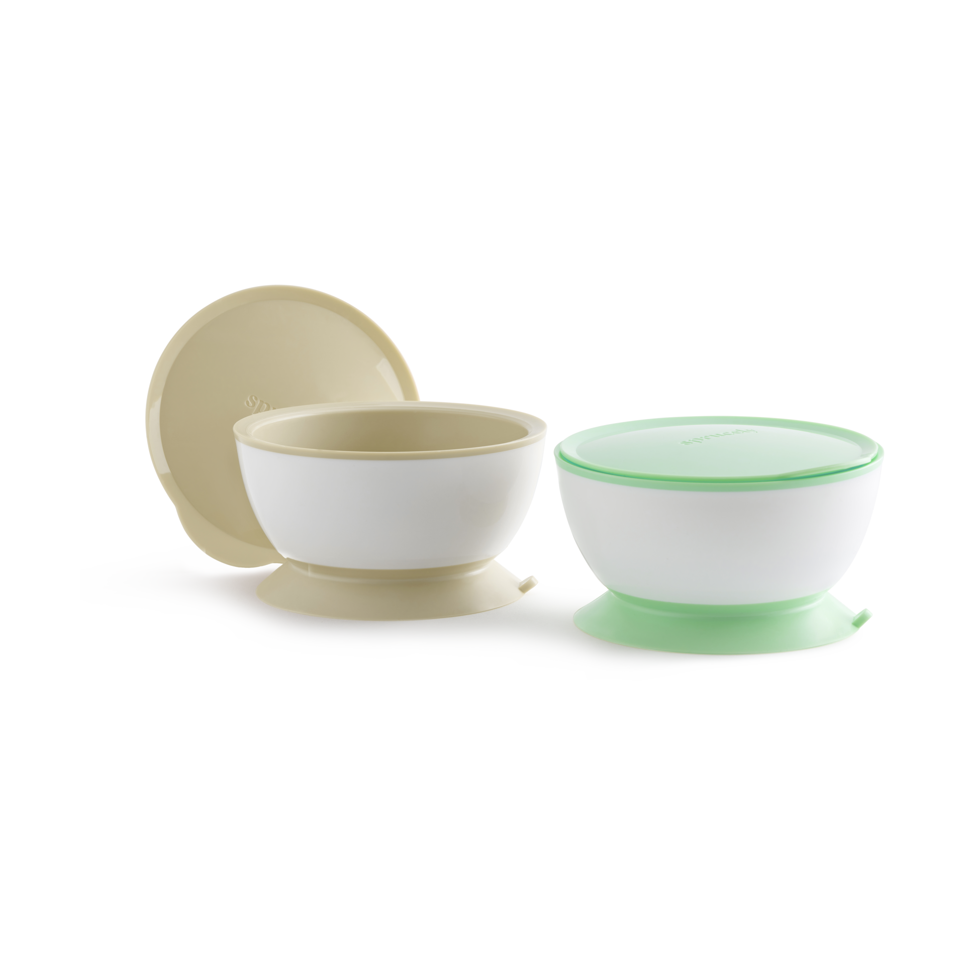 Sprucely Suction Bowl with Lid (2 Pack) - Green/Sand.