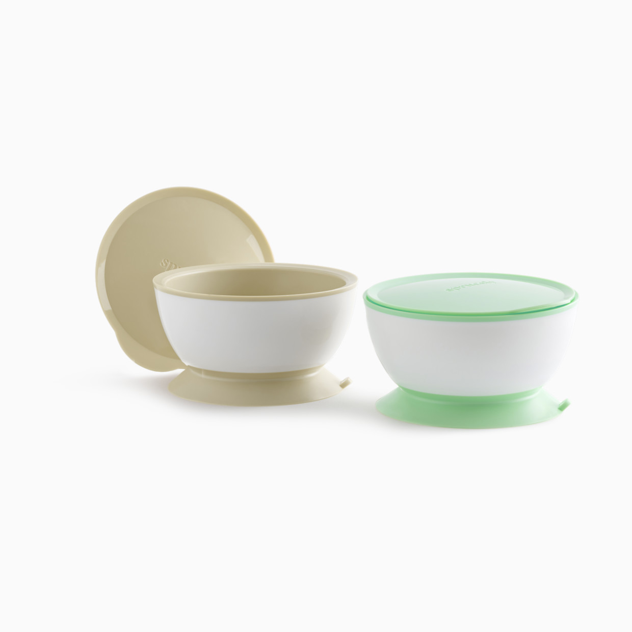 Sprucely Suction Bowl with Lid (2 Pack) - Green/Sand.