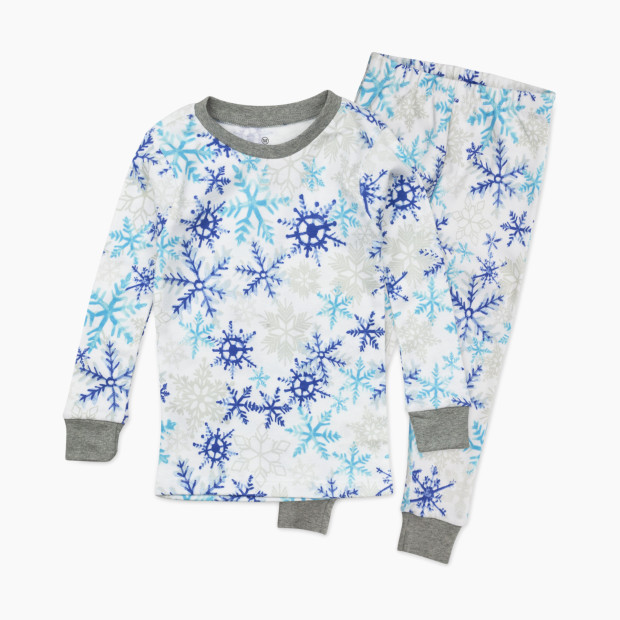Honest Baby Clothing Kids Heather Grey Fair Isle "Fam Jam" 2 Piece Matching Family Pajama Set - Falling Snowflakes, X-Large.