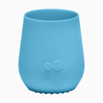 ezpz Tiny Cup (Blue) - 100% Silicone Training Cup for Infants - 4 months + - Designed by a Pediatric Feeding Specialist - Baby-led Weaning Essentials & Baby Gifts
