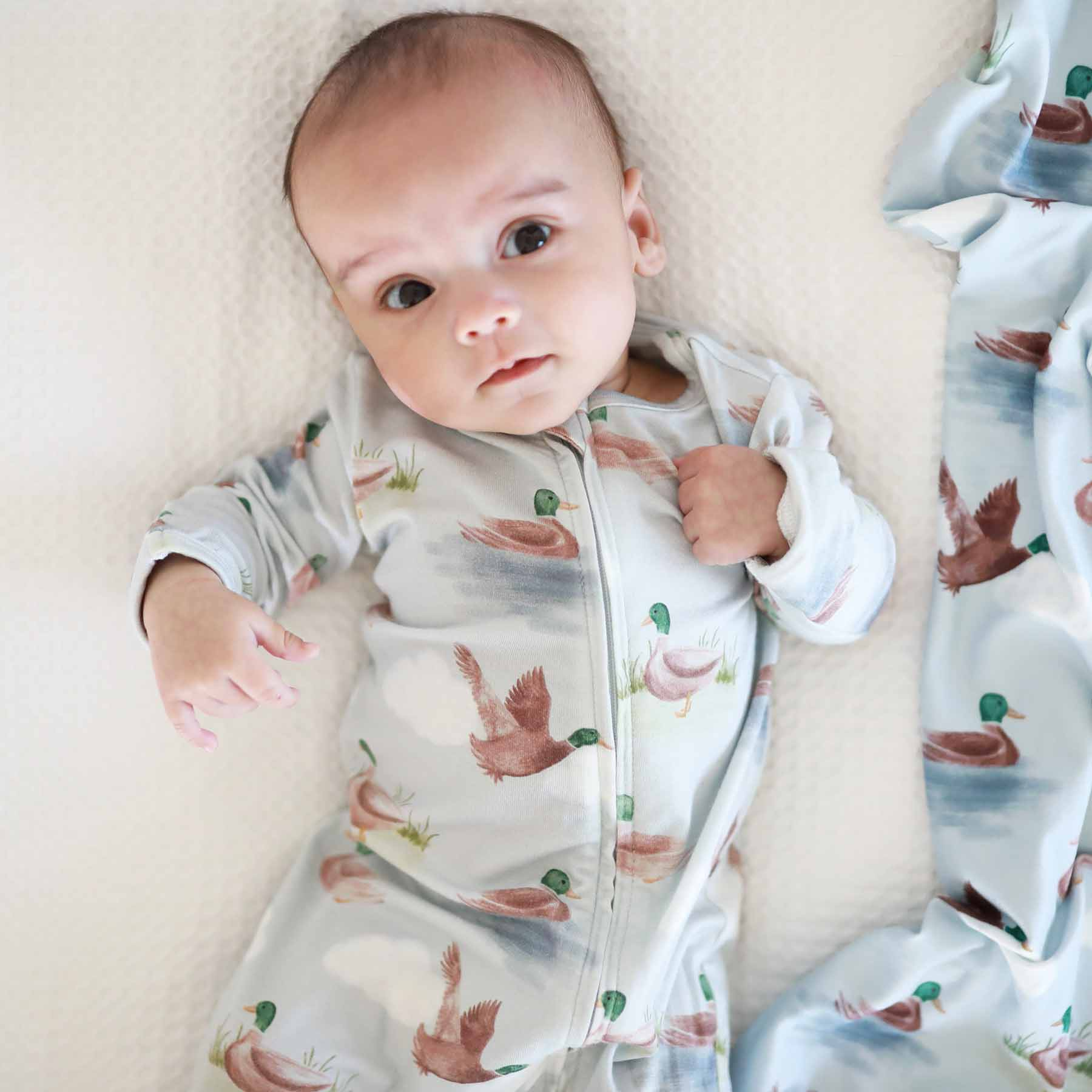 Caden Lane Zipper Footie - Little Duckling, Newborn.