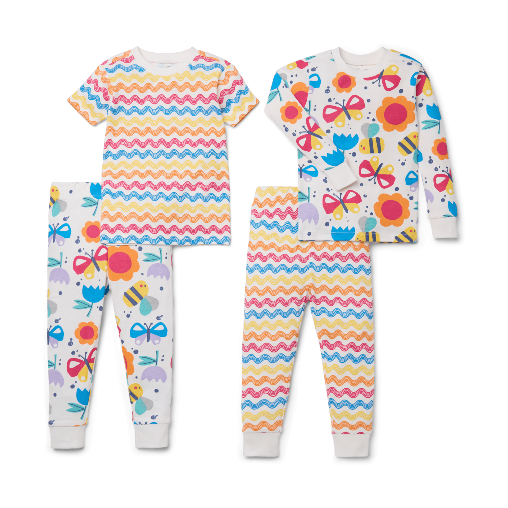 Small Story Pajamas Set 2 Pack - Butterflies And Bees, 4 T.