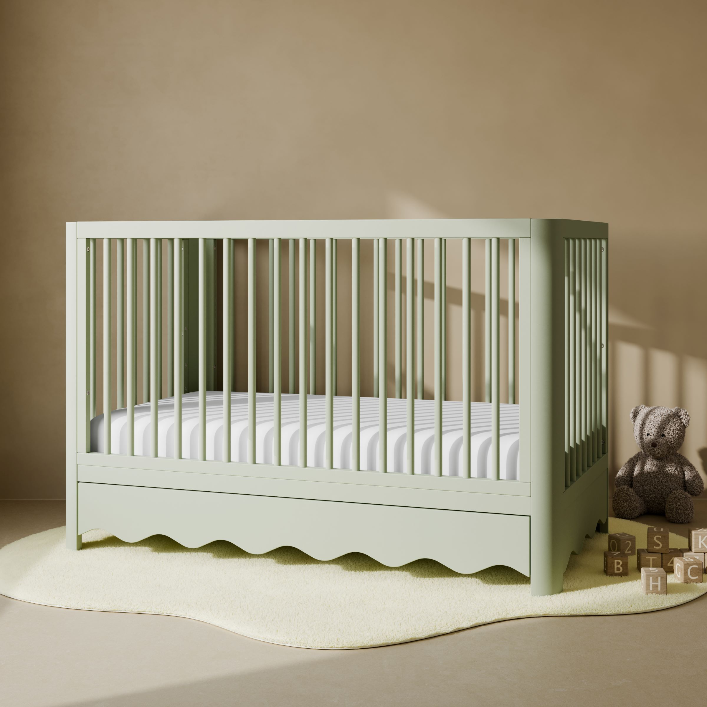 Storkcraft Casablanca Deluxe 5-in-1 Convertible Crib with Drawer - Sage.