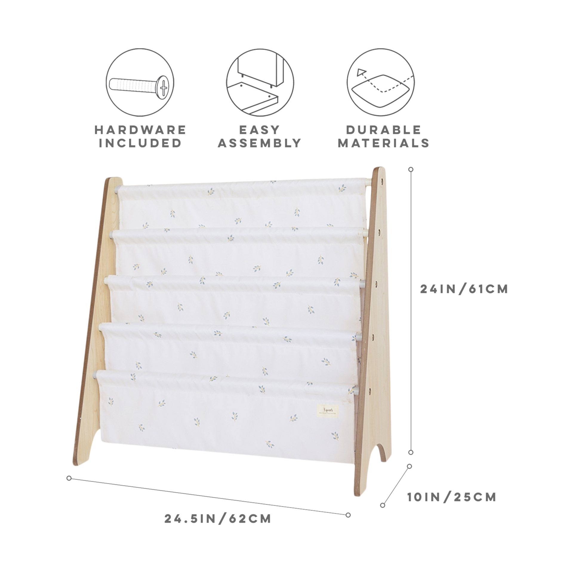 3 Sprouts Recycled Book Rack - Taupe Blueberry.