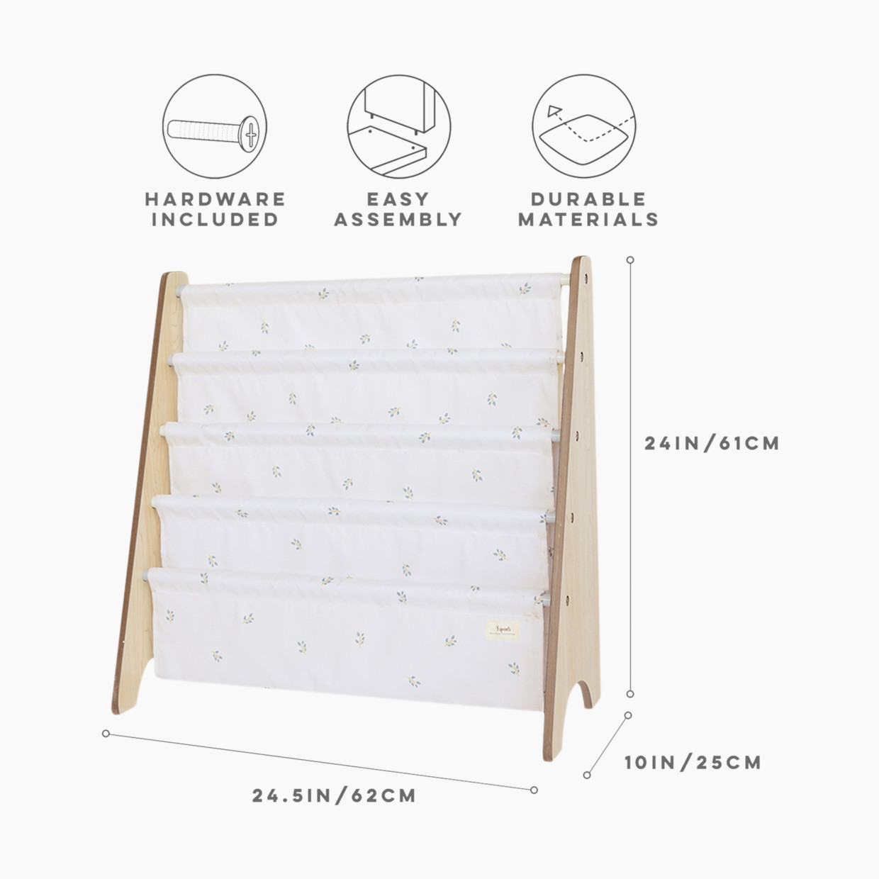 3 Sprouts Recycled Book Rack - Taupe Blueberry.