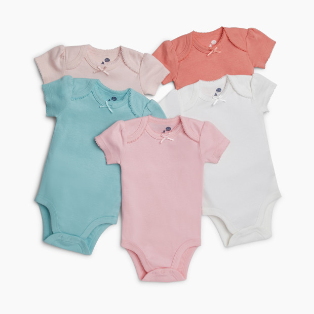 Small Story Short Sleeve Bodysuit Solid (5 Pack) - Multi Pink Hues, 0-3 M.