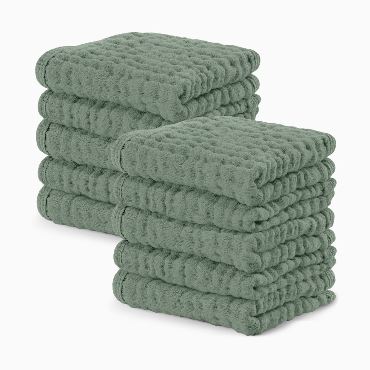 Comfy Cubs 6-Layer Muslin Baby Washcloths Set - Fern, 10.