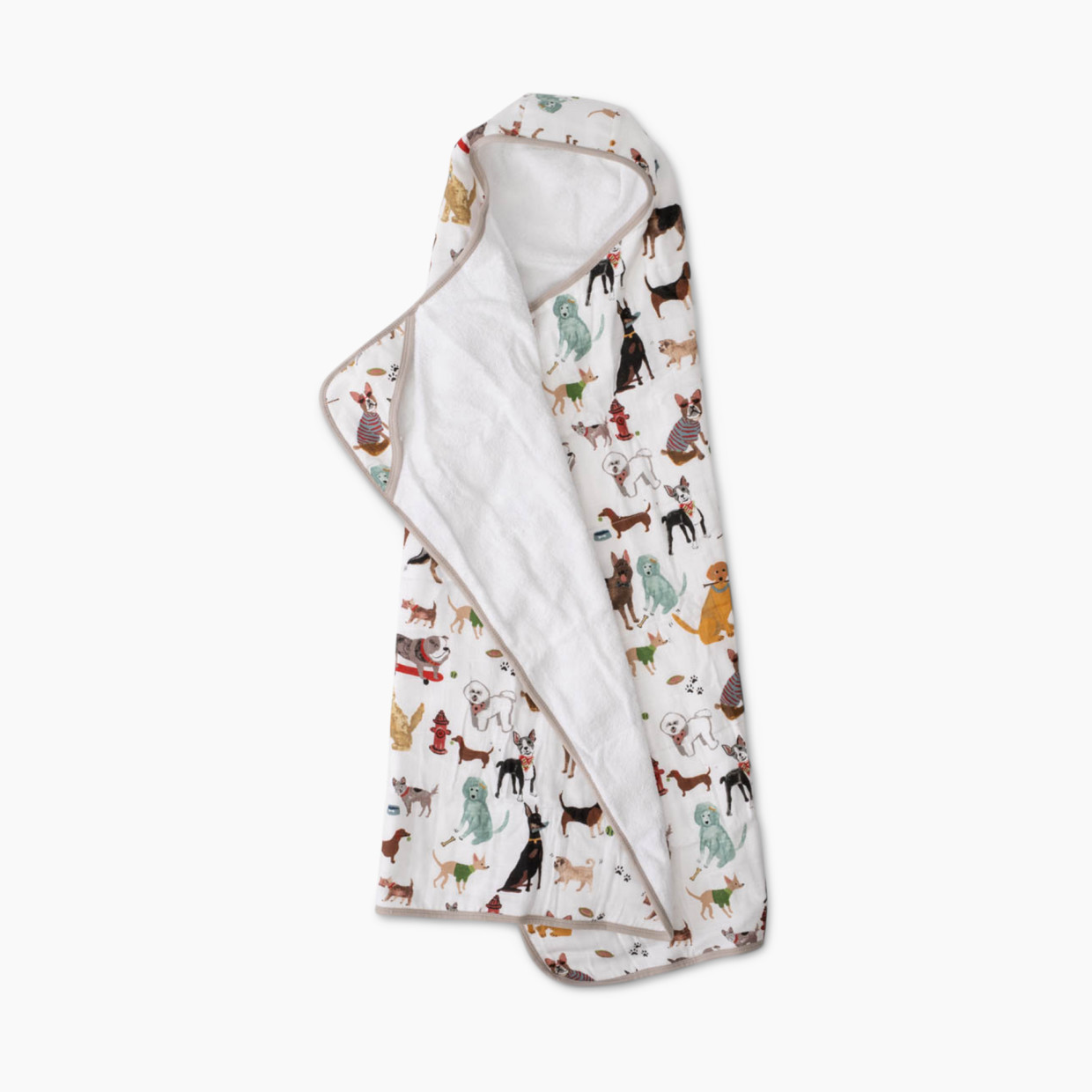 Little Unicorn Large Cotton Muslin & Terry Hooded Towel - Woof, Large.