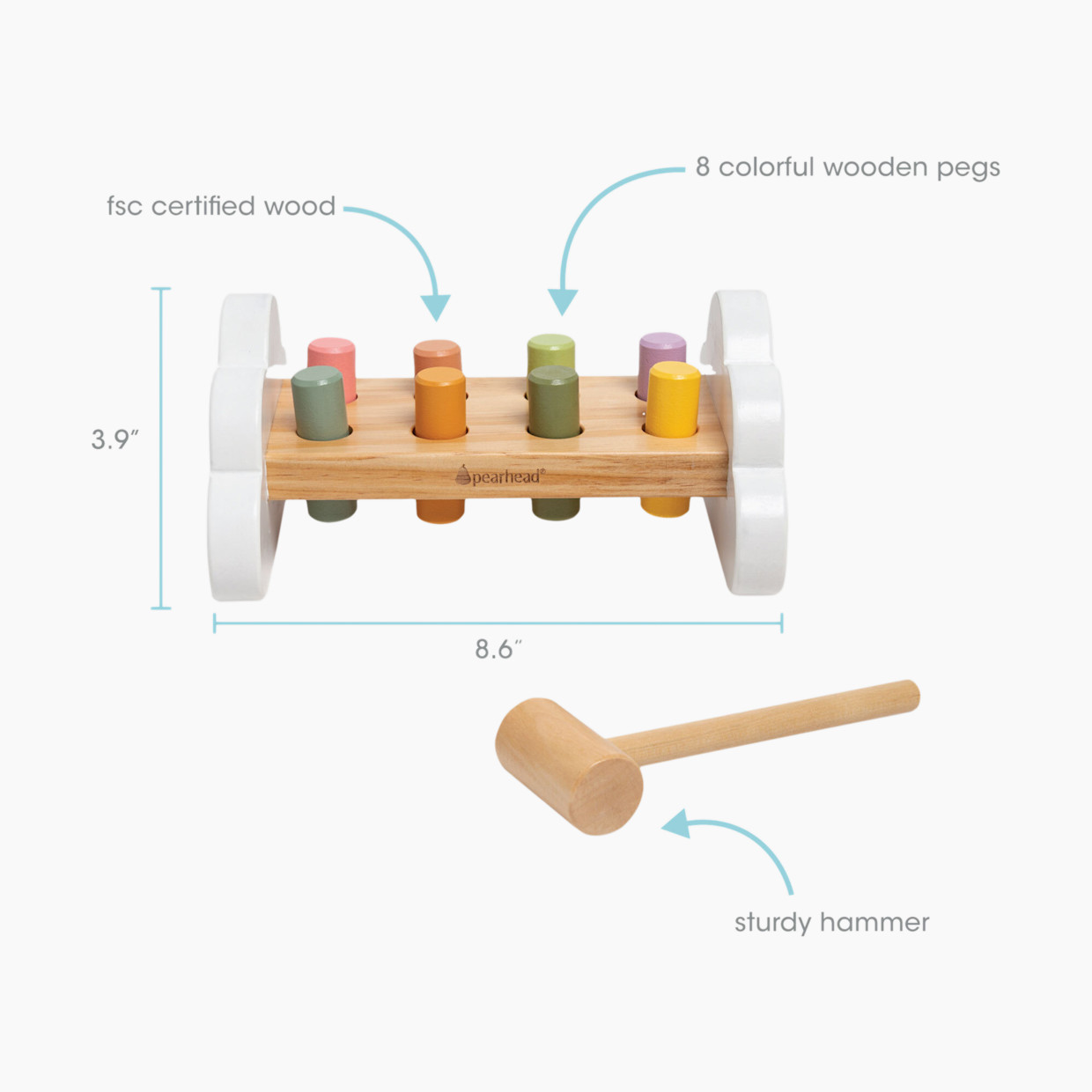 Pearhead Wooden Hammer Tap and Pound Bench Toy.