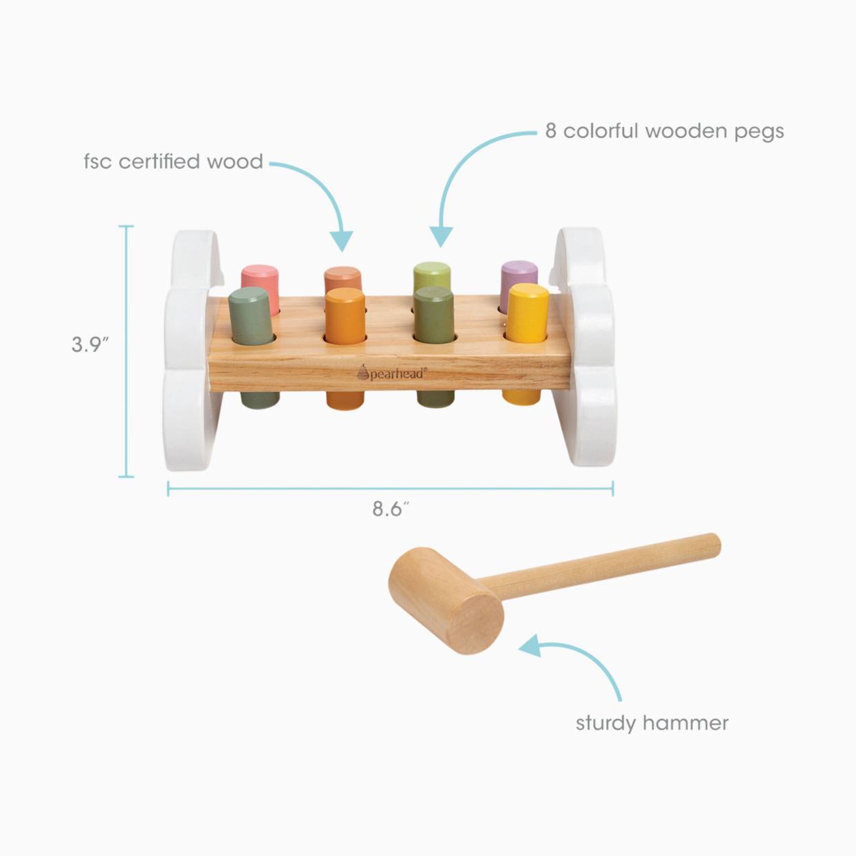 Pearhead Wooden Hammer Tap and Pound Bench Toy.