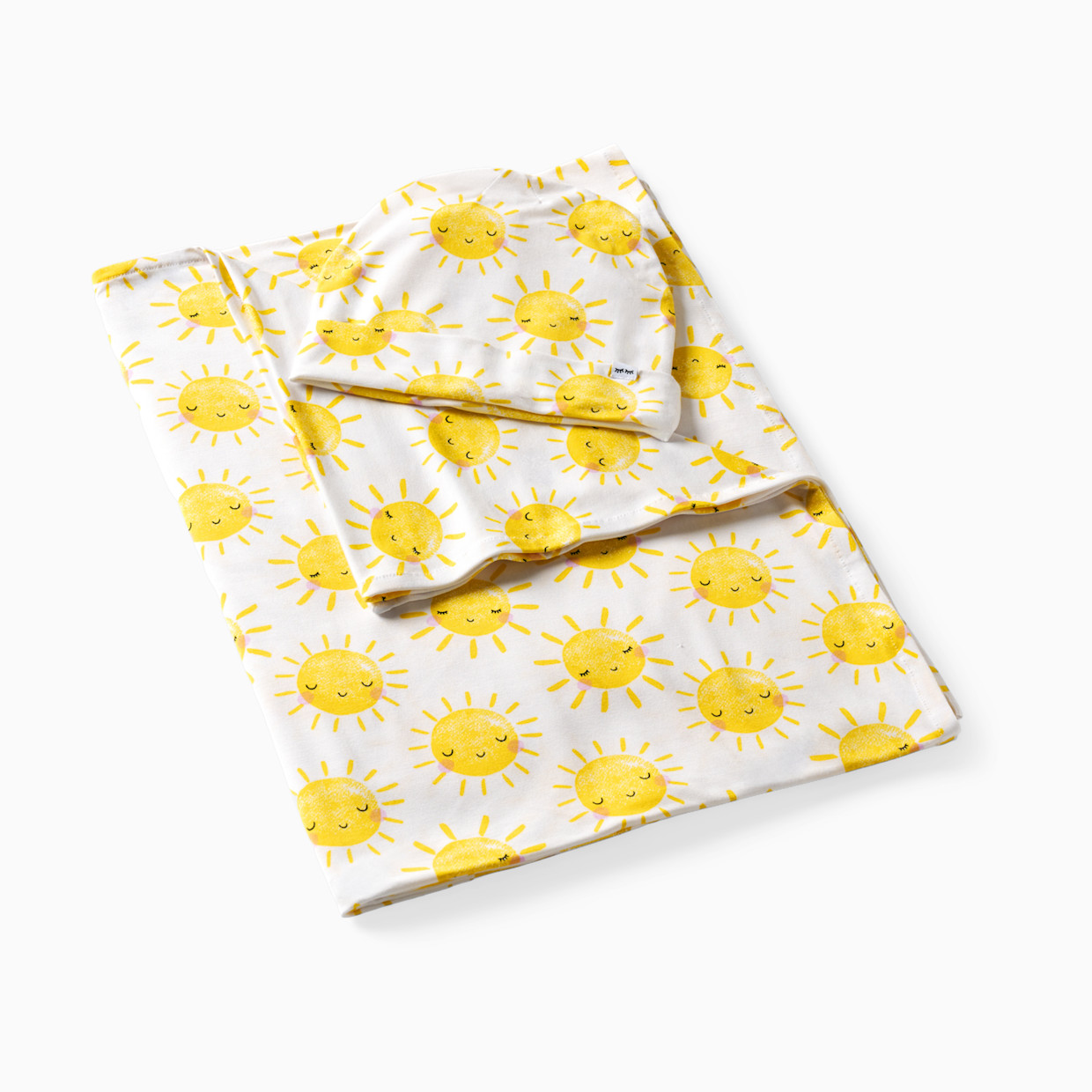 Little Sleepies Swaddle & Infant Beanie Set - Sunshine, One Size.
