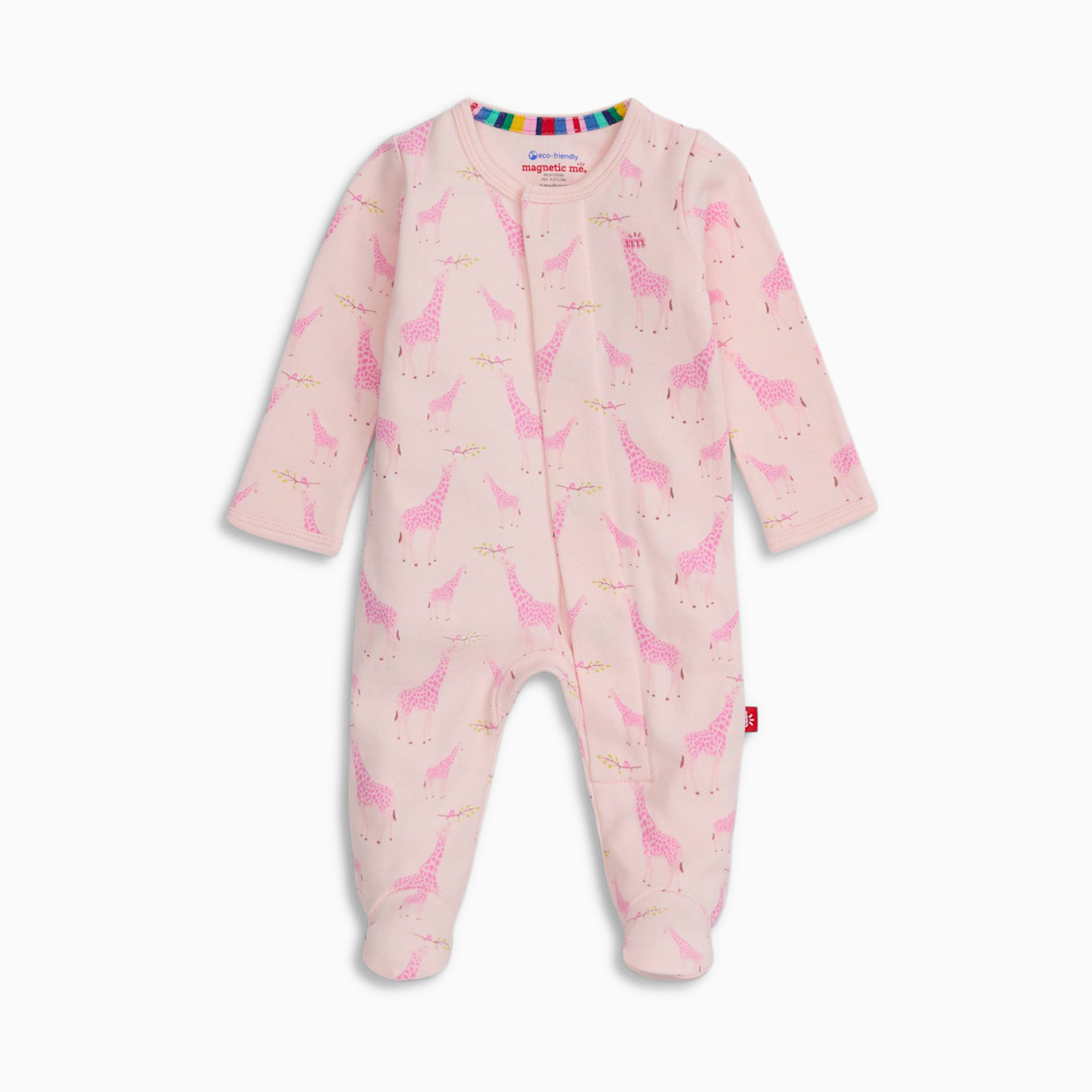Magnetic Me Organic Cotton Footie - Pink Jolie Giraffe, Newborn.