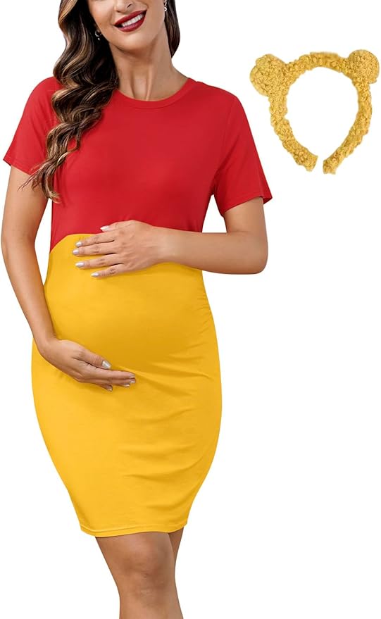 Halloween Short Sleeve Maternity Mini Dress with Hair Band.