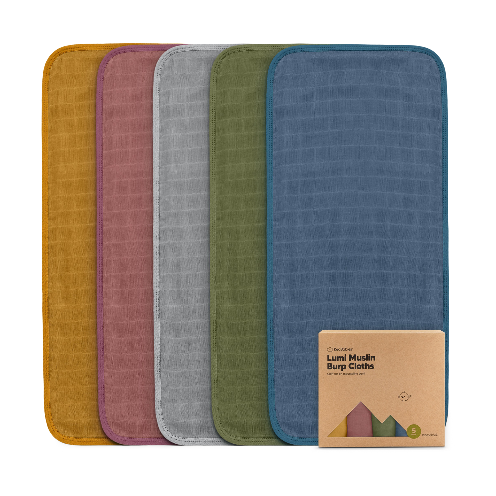 KeaBabies Lumi Muslin Burp Cloths (5 Pack).