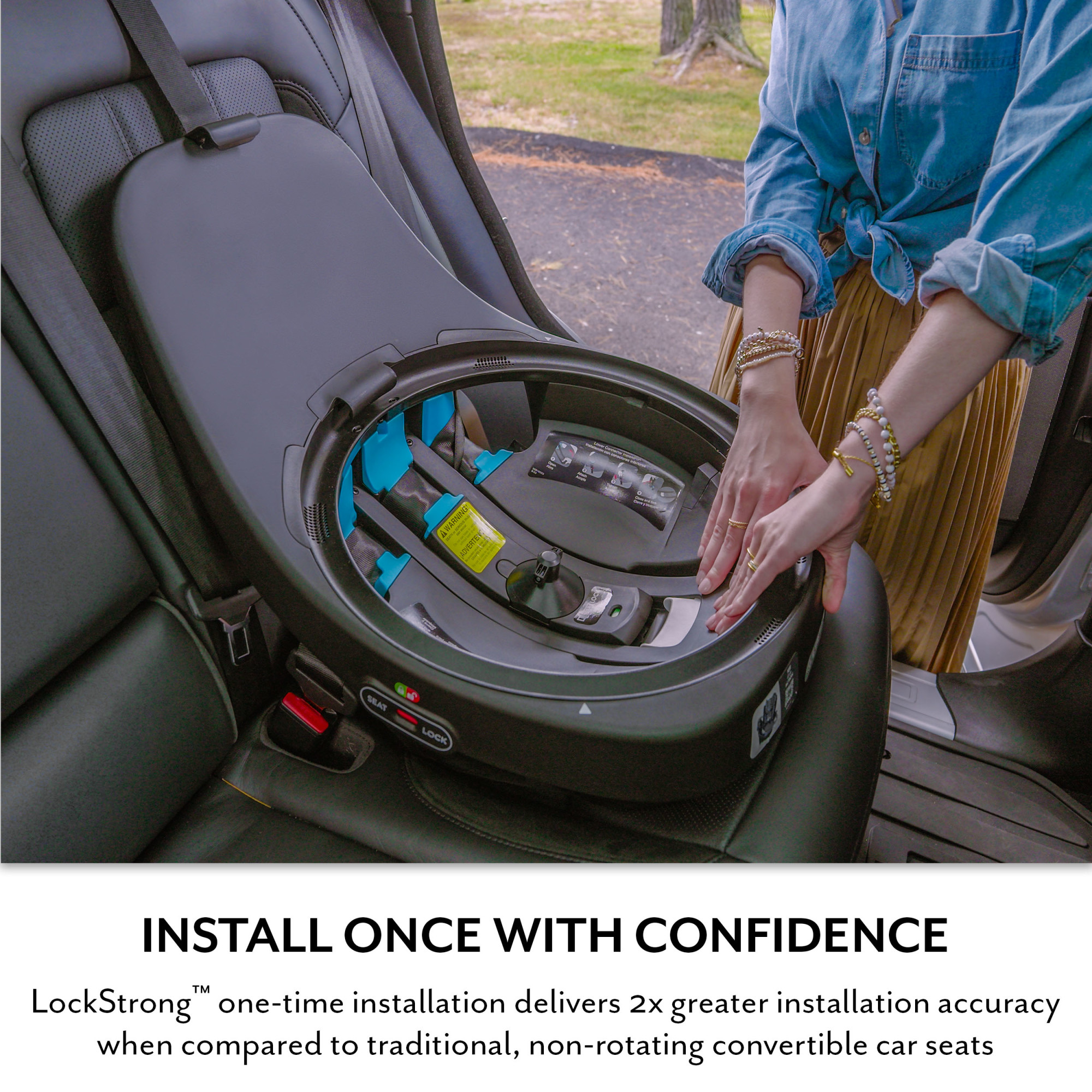 Evenflo Revolve360 Extend All-in-One Rotational Car Seat with Green & Gentle Fabric - Flint.
