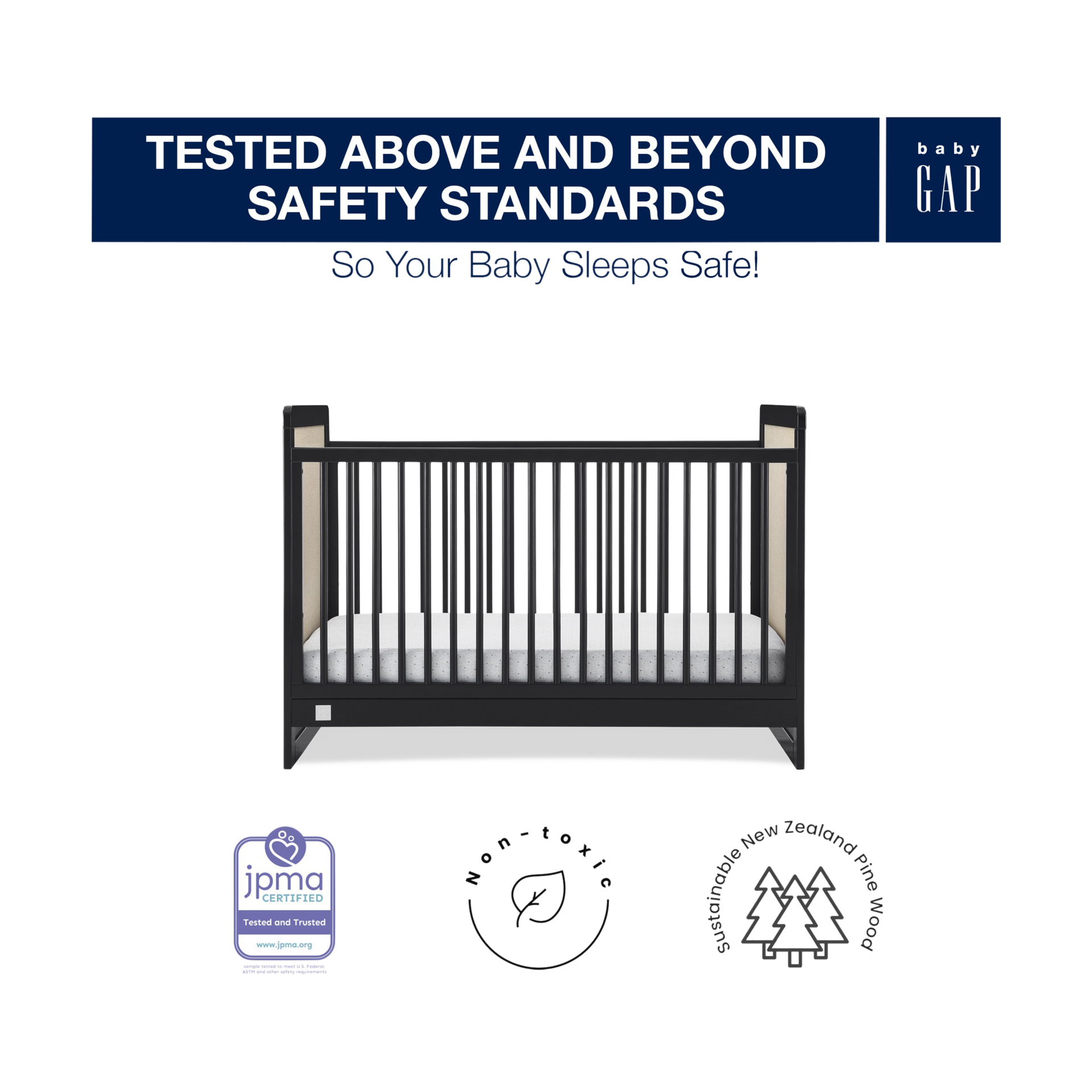 Delta Children babyGap Liam 4-in-1 Convertible Crib - Black/Natural.