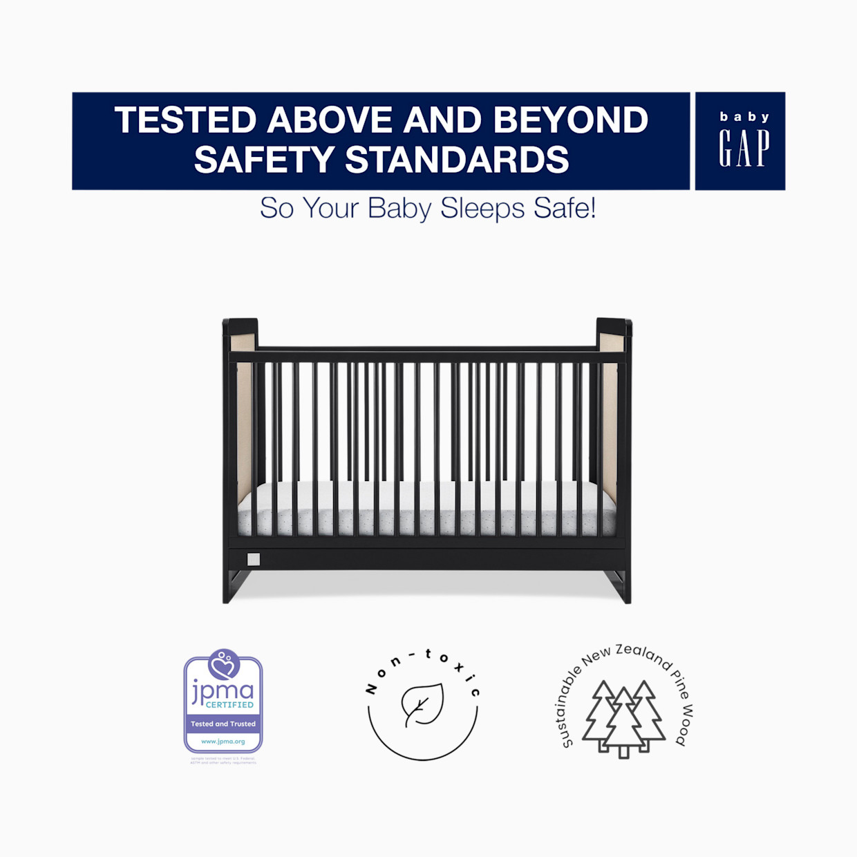 Delta Children babyGap Liam 4-in-1 Convertible Crib - Black/Natural.