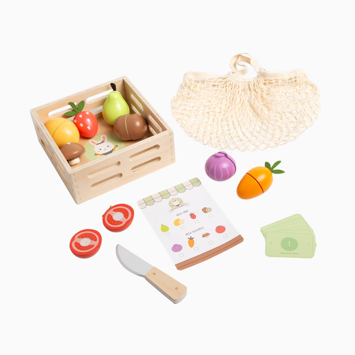 Pearhead 21-Piece Farmers Market Pretend Food Play Set.